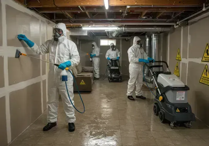 Basement Moisture Removal and Structural Drying process in Bronson, FL